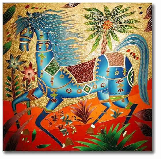 YURI GORBACHEV BLUE HORSE IN SUMMER