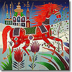 YURI GORBACHEV RED HORSE IN WINTER